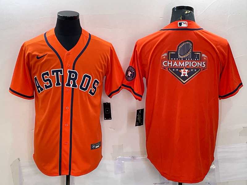 Mens Houston Astros Orange Champions Big Logo With Patch Stitched MLB Cool Base Nike Jersey->houston astros->MLB Jersey